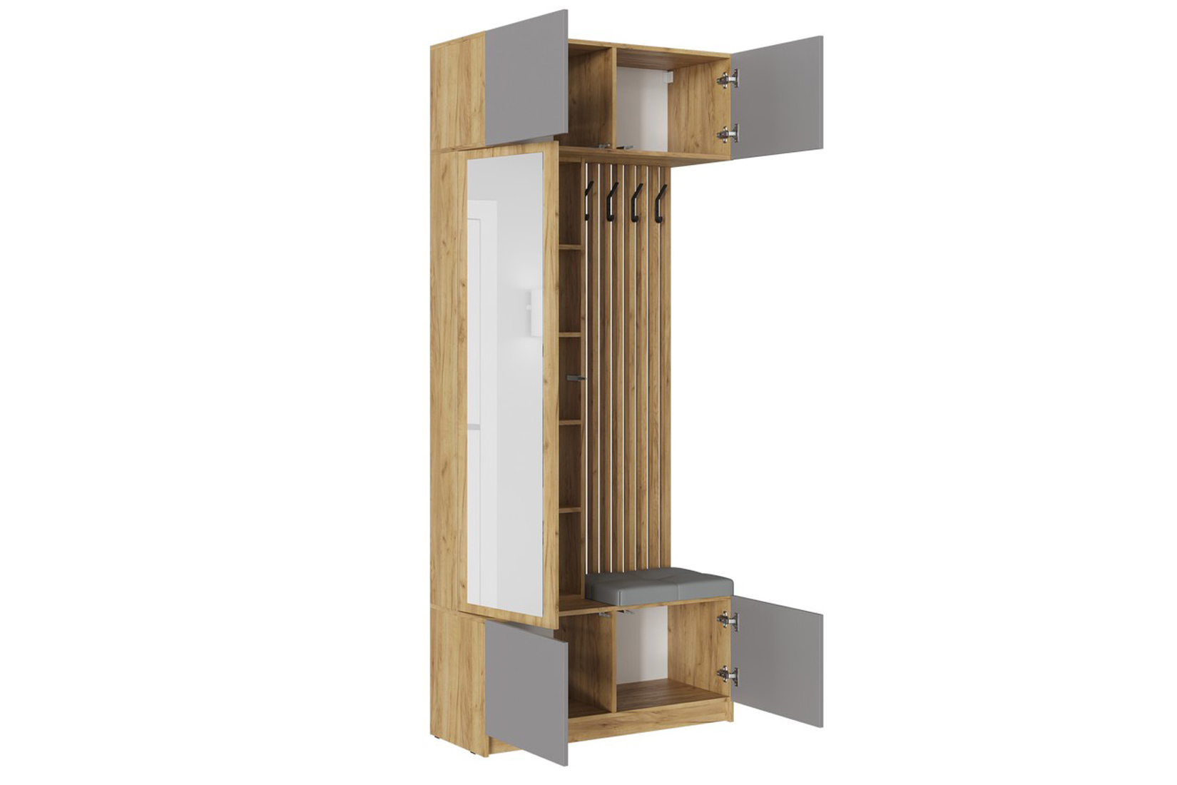 Бостон Прихожая Дуб Крафт золотой/Серый шифер/Кожз- Ekotex3022/Arena-007