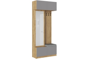 Бостон Прихожая Дуб Крафт золотой/Серый шифер/Кожз- Ekotex3022/Arena-007