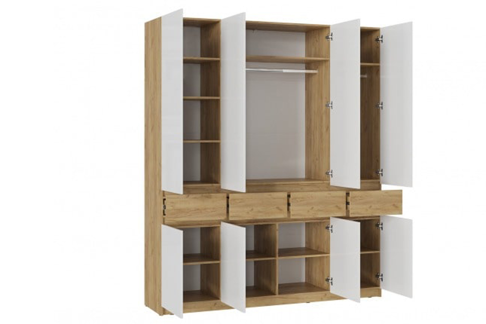 Бостон ШК-004 Шкаф 4-х ств. Дуб крафт золотой/Белый глянец